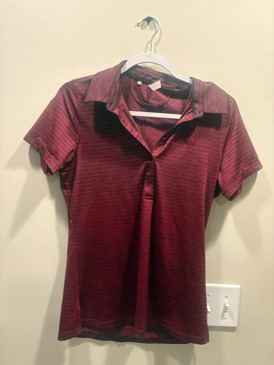 Under Armour Women’s Zinger Stripe Golf Polo Shirt Burgundy Maroon Size M - Picture 2 of 5